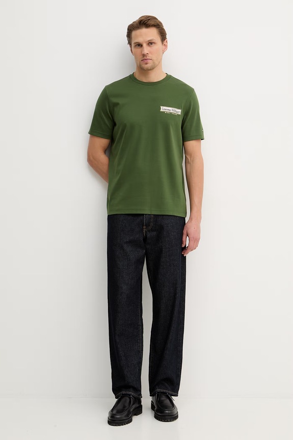 Tričko Tommy Hilfiger MW0MW41463 zelená SS26