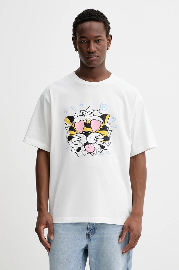 Kenzo tricou din bumbac print alb FG55TS4034SG