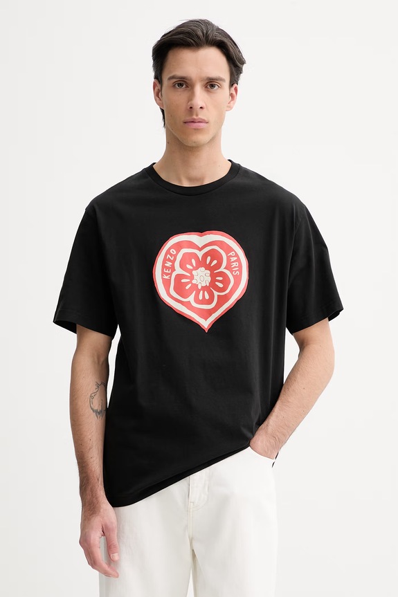 Kenzo t-shirt bawełniany nadruk czarny FG55TS2074SO