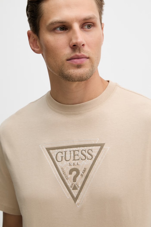 Bavlněné tričko Guess TERRY béžová M6RI23.K8FQ4