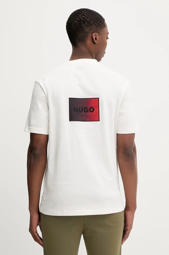 HUGO tricou din bumbac Danoto imprimeu bej 50553144