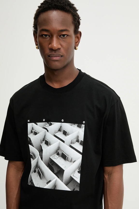 HUGO tricou din bumbac Dodger negru 50553330