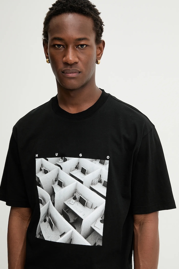 HUGO tricou din bumbac Dodger negru 50553330