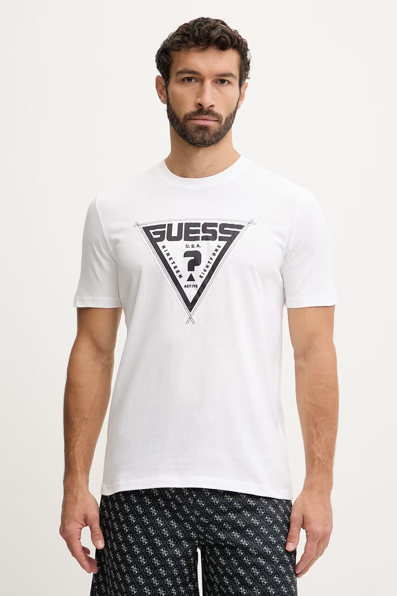 Guess tricou din bumbac LUTA imprimeu alb Z6RI03.I3Z14