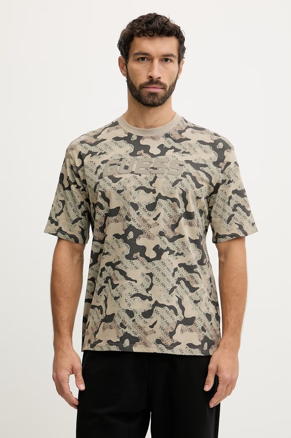 Guess tricou din bumbac CHAYTON imprimeu verde Z6RI05.I3Z14