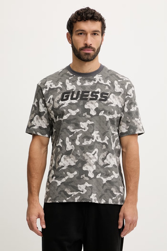 Guess tricou din bumbac CHAYTON imprimeu gri Z6RI05.I3Z14