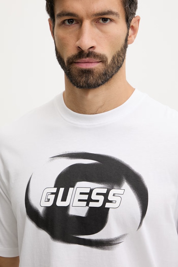 Guess tricou din bumbac LOKNI alb Z6RI09.I3Z14