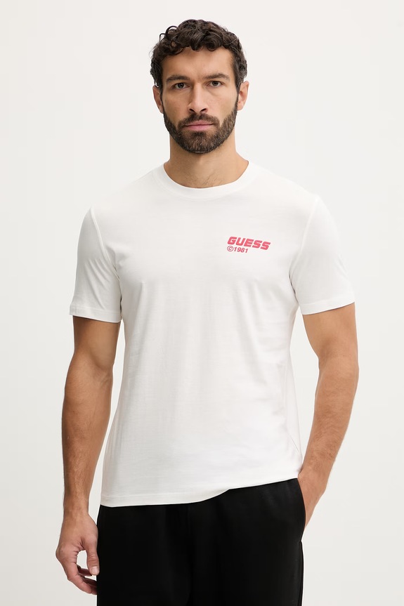 Guess tricou din bumbac LAURO print bej Z6RI12.I3Z14