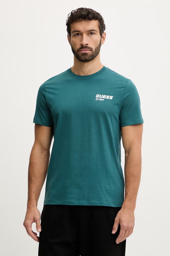 Guess tricou din bumbac LAURO print verde Z6RI12.I3Z14