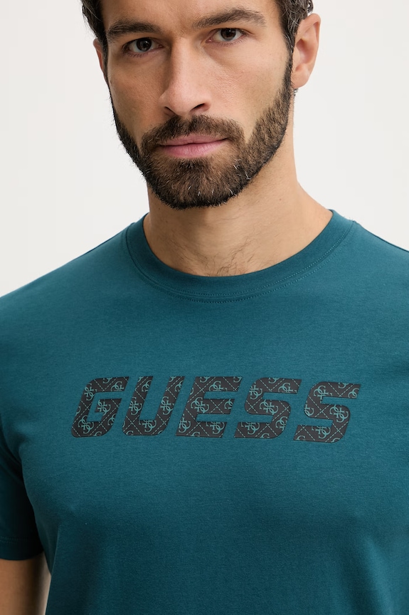 Guess tricou din bumbac MASKA turcoaz Z6RI15.I3Z14