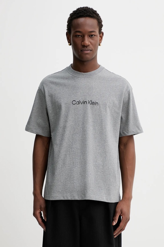 Calvin Klein tričko pánske bavlnené relaxed sivá LV040HM228