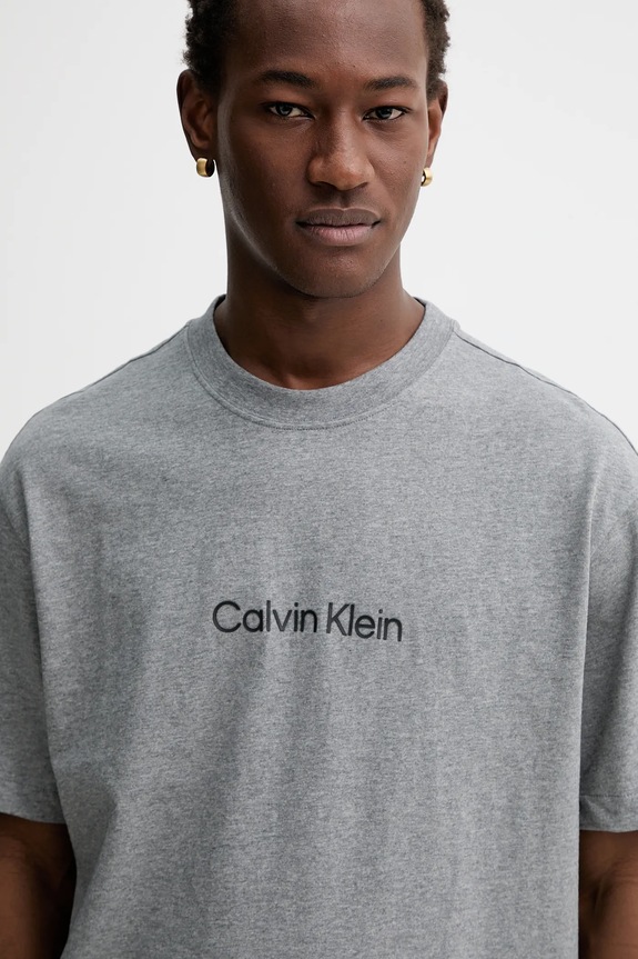 Calvin Klein tričko pánske bavlnené sivá LV040HM228