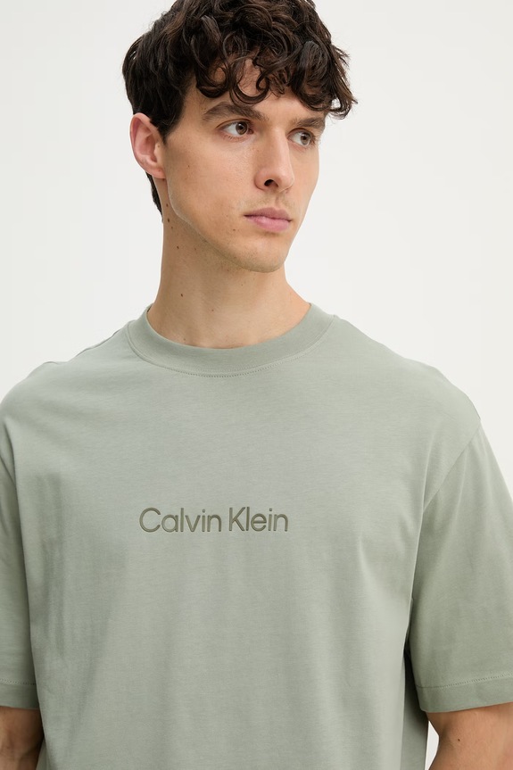 Calvin Klein T-shirt męski bawełniany zielony LV040HM228