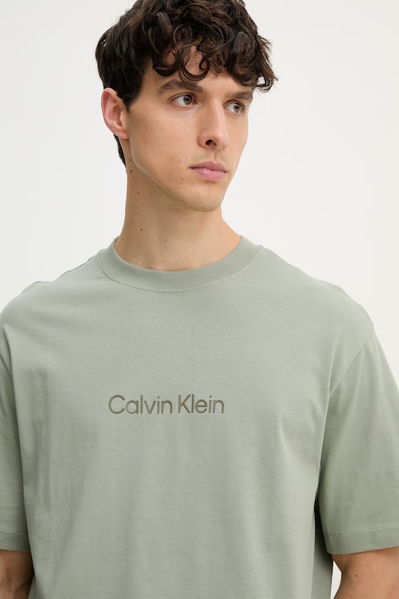 Calvin Klein T-shirt męski bawełniany zielony LV040HM228