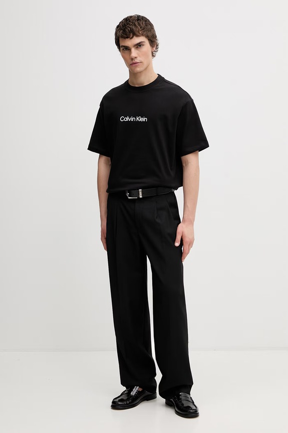 Calvin Klein T-shirt męski bawełniany LV040HM228 czarny SS26