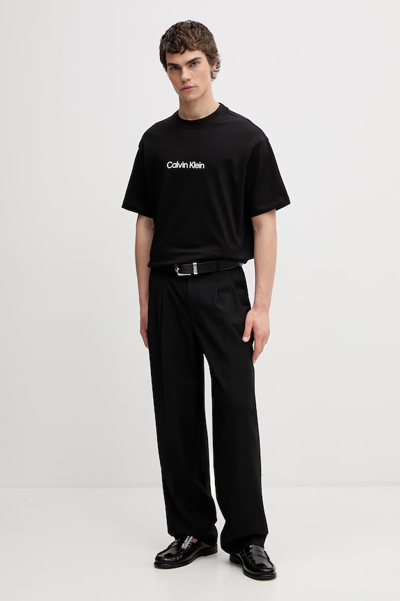 Calvin Klein T-shirt męski bawełniany LV040HM228 czarny SS26
