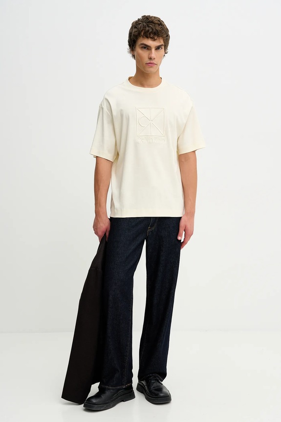Bavlnené tričko Calvin Klein LV04LE200G béžová SS26