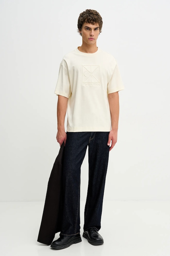 Bavlnené tričko Calvin Klein LV04LE200G béžová SS26