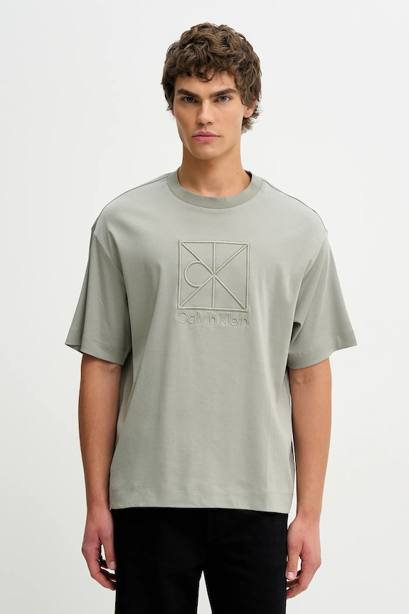 Calvin Klein tricou din bumbac uni verde LV04LE200G