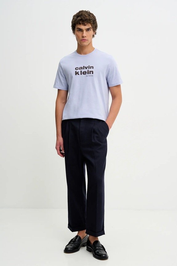 Calvin Klein t-shirt bawełniany LV04RE821G niebieski SS26