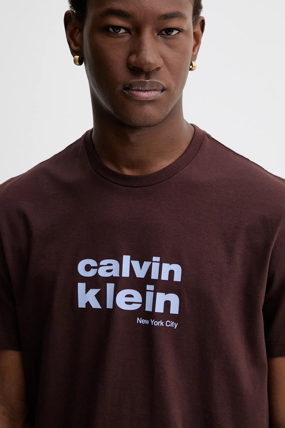 Calvin Klein t-shirt bawełniany brązowy LV04RE821G