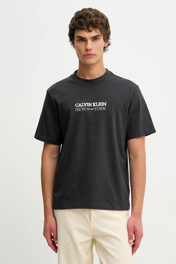 Calvin Klein t-shirt bawełniany regular szary LV04RE833G