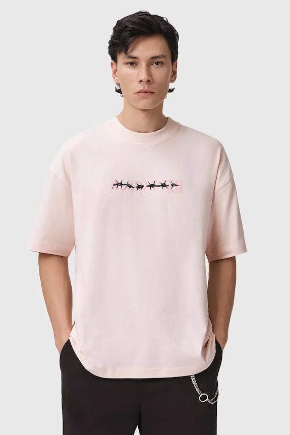 AllSaints tricou din bumbac print roz M038PD