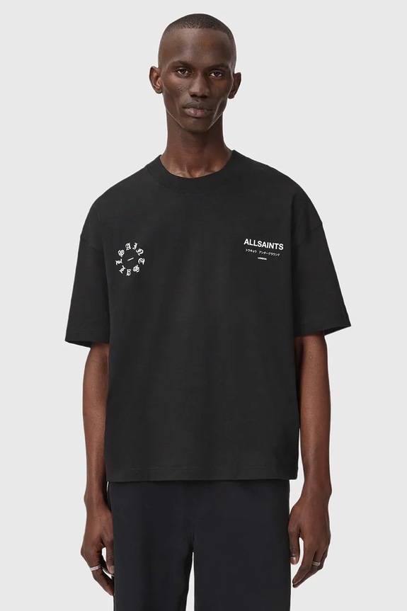 AllSaints t-shirt bawełniany nadruk czarny M042PD