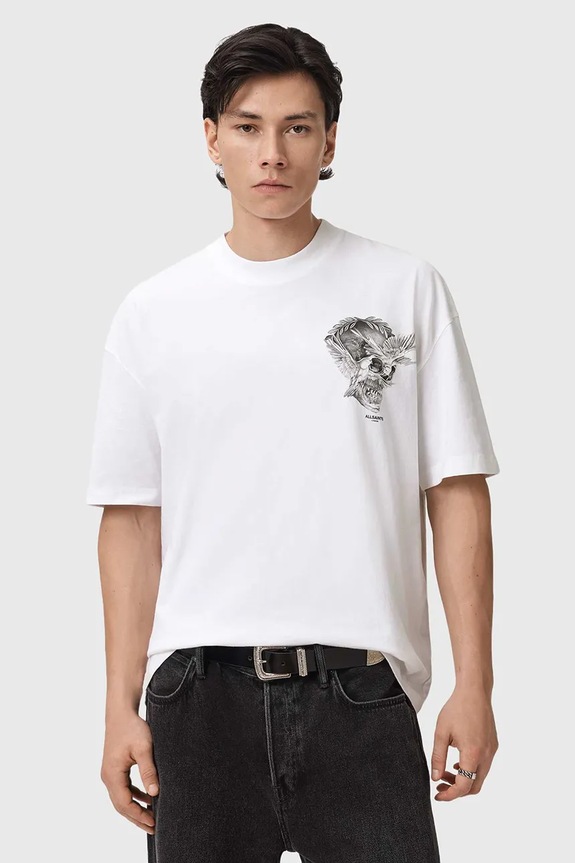 AllSaints tricou din bumbac M028PD alb SS26