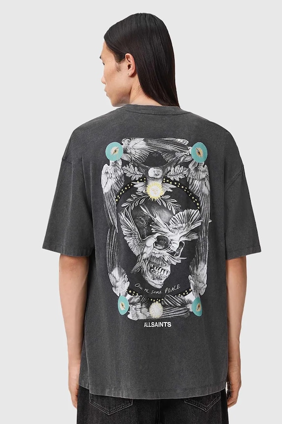 AllSaints t-shirt bawełniany nadruk szary M028PD