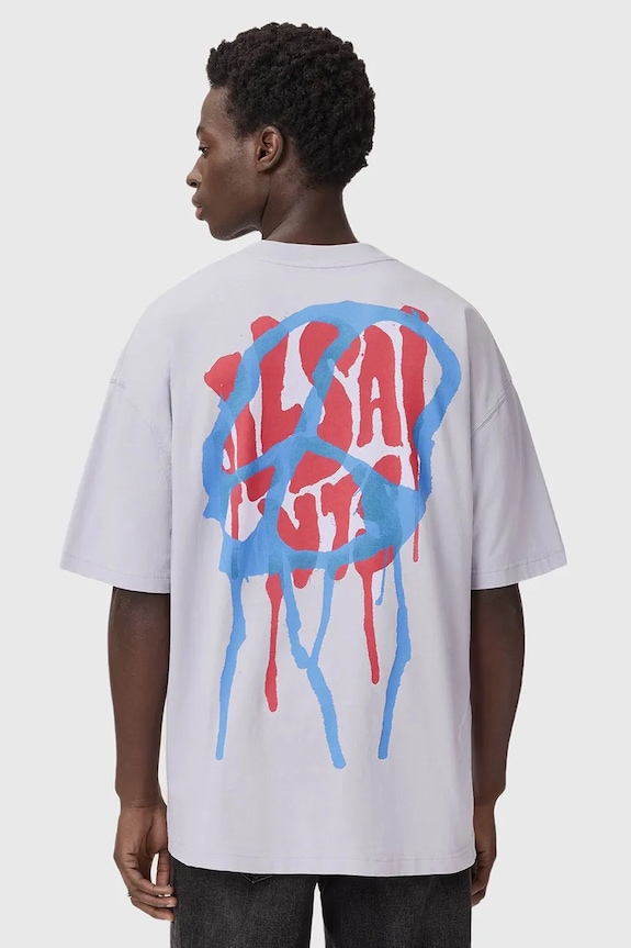 AllSaints t-shirt bawełniany nadruk fioletowy M035PD