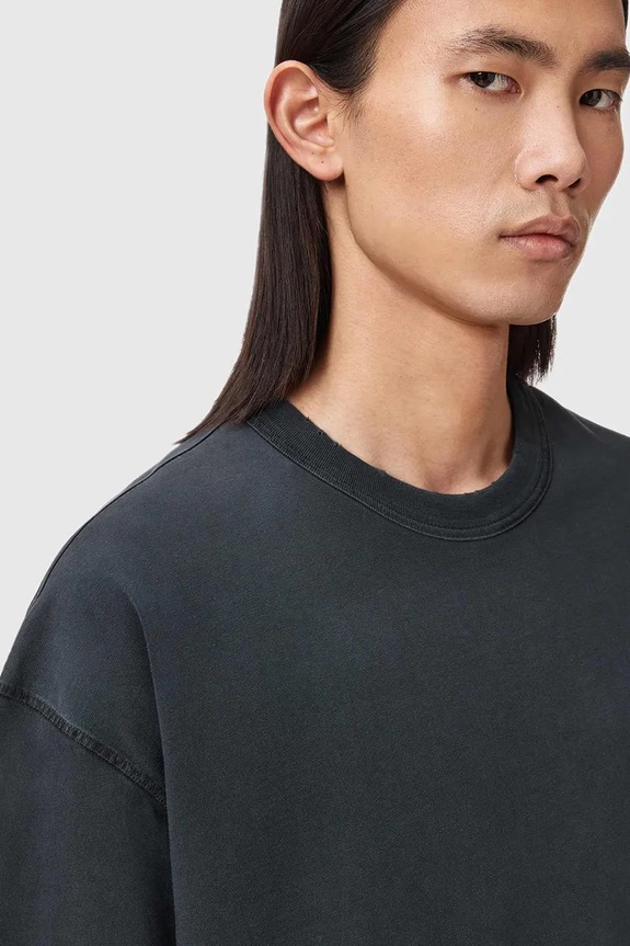 AllSaints pamut póló fekete M011JD