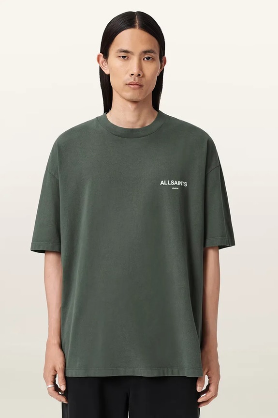 Βαμβακερό μπλουζάκι AllSaints στάμπα πράσινο M045PD