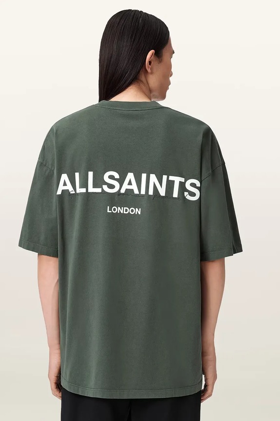 Βαμβακερό μπλουζάκι AllSaints M045PD πράσινο SS26