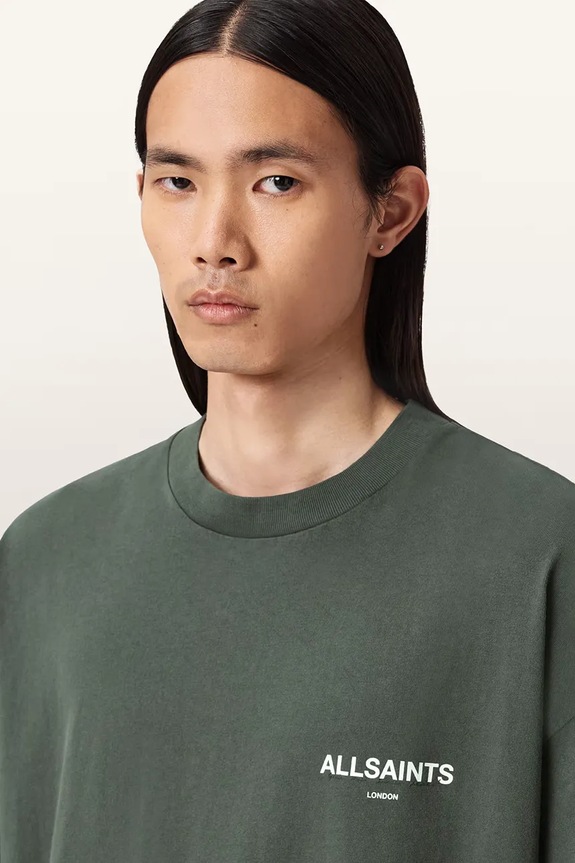 Βαμβακερό μπλουζάκι AllSaints πράσινο M045PD