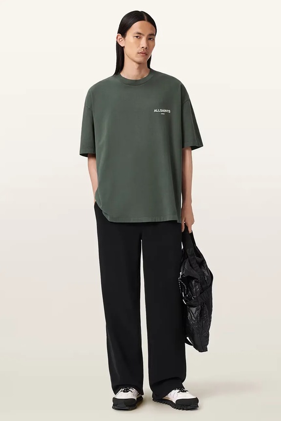 Βαμβακερό μπλουζάκι AllSaints M045PD πράσινο