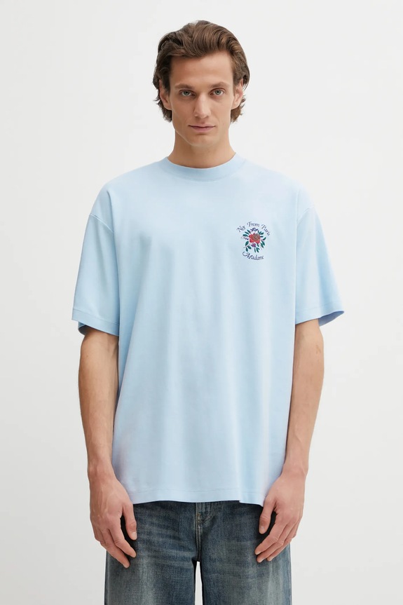 Одежда Хлопковая футболка Drôle de Monsieur T-Shirt Slogan Rose J.TS210.CO002.LBE голубой