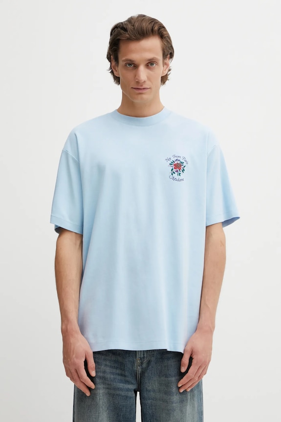 Одежда Хлопковая футболка Drôle de Monsieur T-Shirt Slogan Rose J.TS210.CO002.LBE голубой