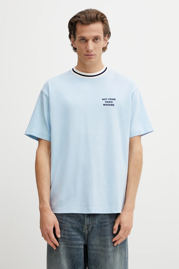 Drôle de Monsieur cotton t-shirt Slogan Sport relaxed blue J.TS189.CO002.LBE