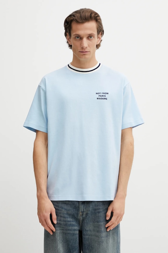 Drôle de Monsieur cotton t-shirt Slogan Sport relaxed blue J.TS189.CO002.LBE