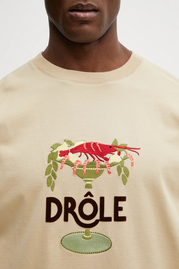 Bavlnené tričko Drôle de Monsieur Lobster Cup béžová J.TS289.CO248.BG