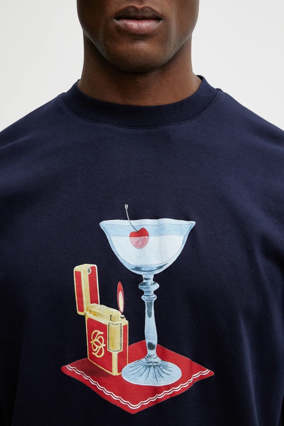 Памучна тениска Drôle de Monsieur Cocktail тъмносин J.TS291.CO002.NY