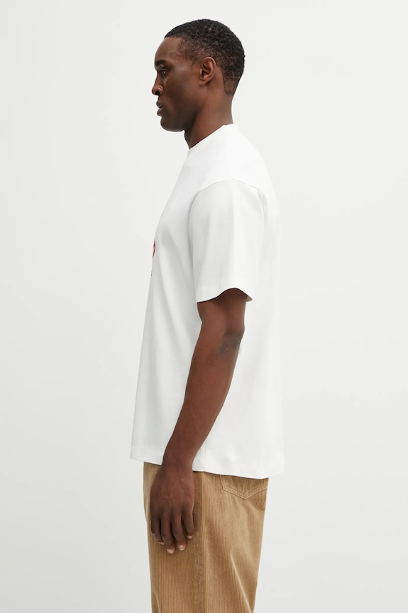 Drôle de Monsieur cotton t-shirt Slogan Hibiscus J.TS292.CO002.OW beige SS26