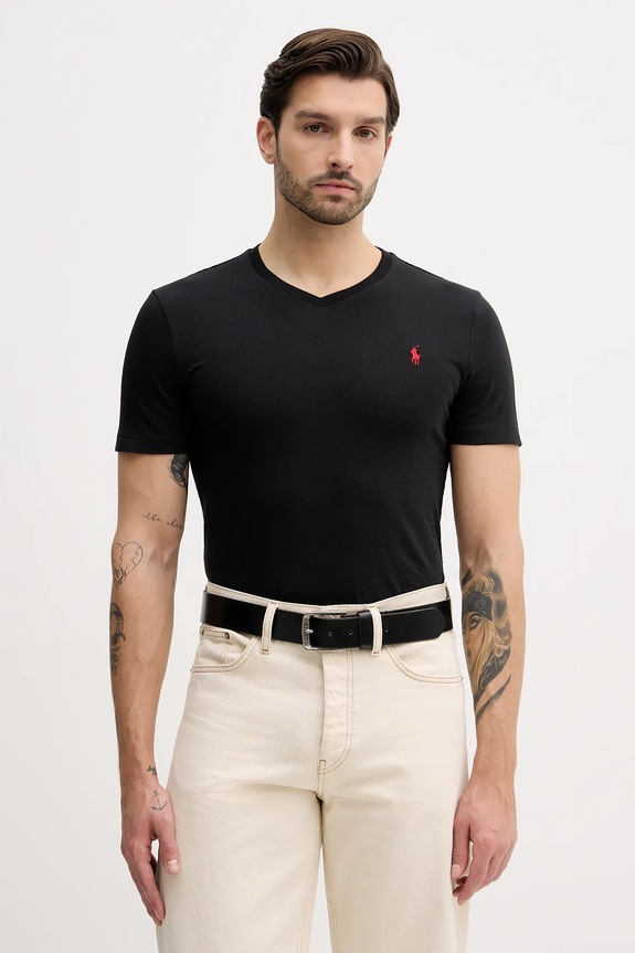 Bavlnené tričko Polo Ralph Lauren slim čierna 710671453