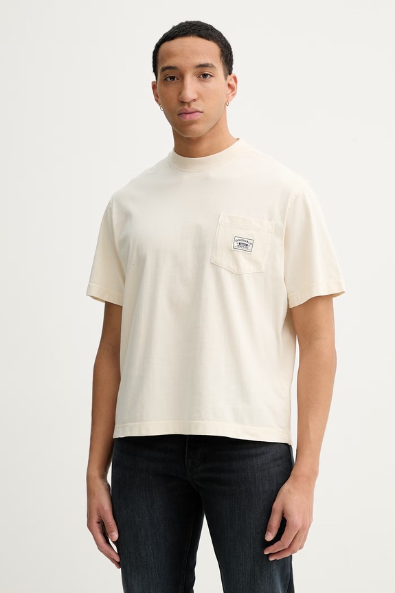 Bavlnené tričko Guess Originals jednofarebný béžová M6RI60.K8FQ4