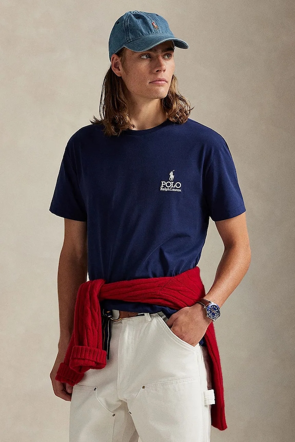 Бавовняна футболка Polo Ralph Lauren бавовна темно-синій 710981136