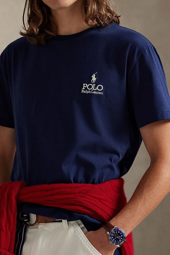 Бавовняна футболка Polo Ralph Lauren темно-синій 710981136
