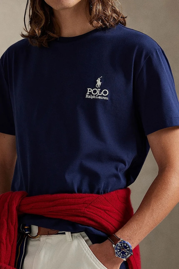 Бавовняна футболка Polo Ralph Lauren темно-синій 710981136