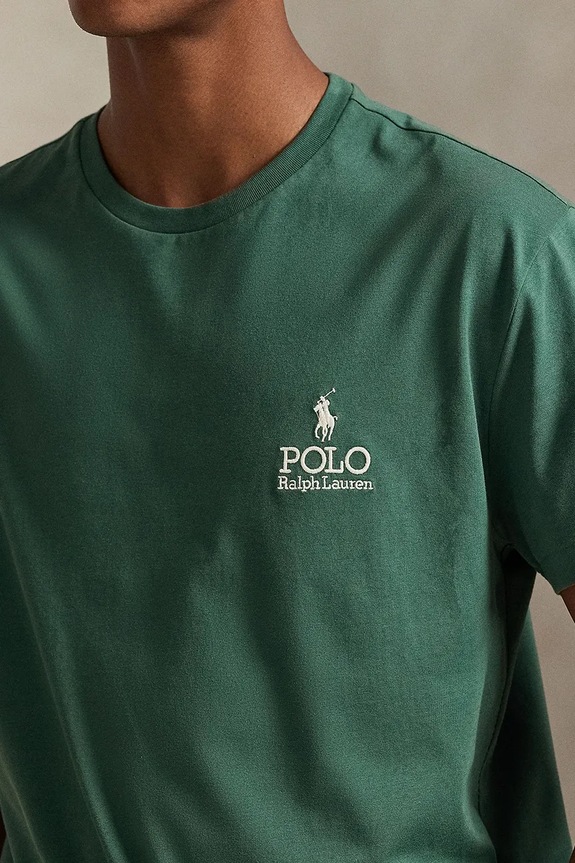 Βαμβακερό μπλουζάκι Polo Ralph Lauren πράσινο 710981136