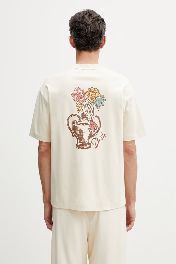 Îmbrăcăminte Drôle de Monsieur Vase Havana tricou bărbătesc din bumbac K.TS308.CO002.SD bej